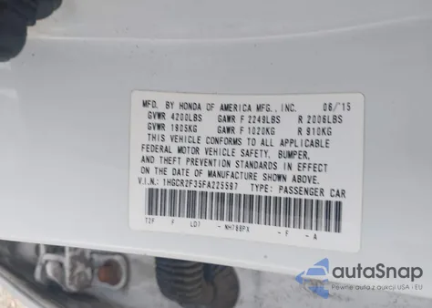 2015 Honda Accord Lx z USA, uszkodzony, nr VIN 1HGCR2F35FA225597